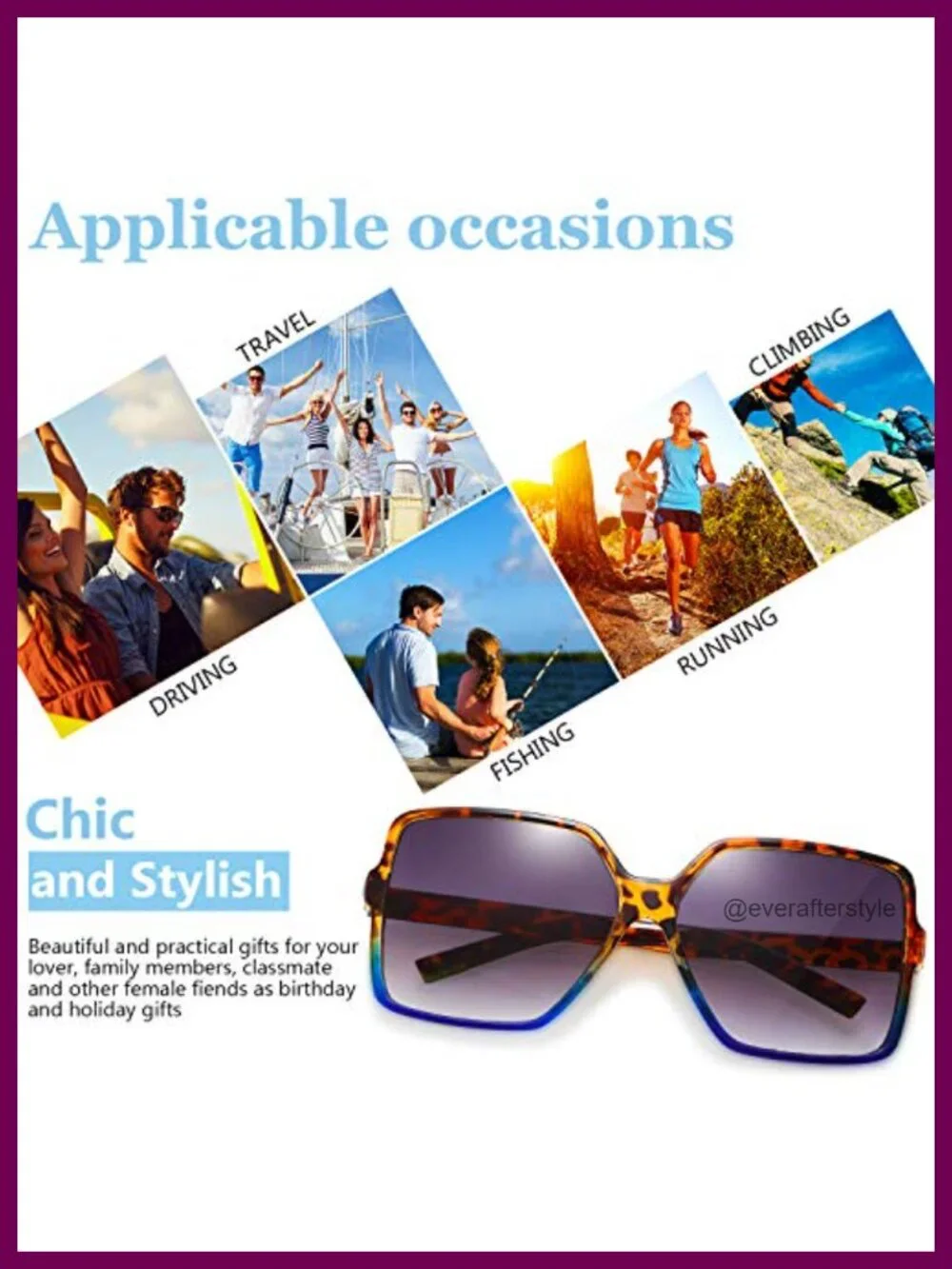 Oversized Square Sunglasses 3-Pack Retro Leopard Print Polycarbonate UV